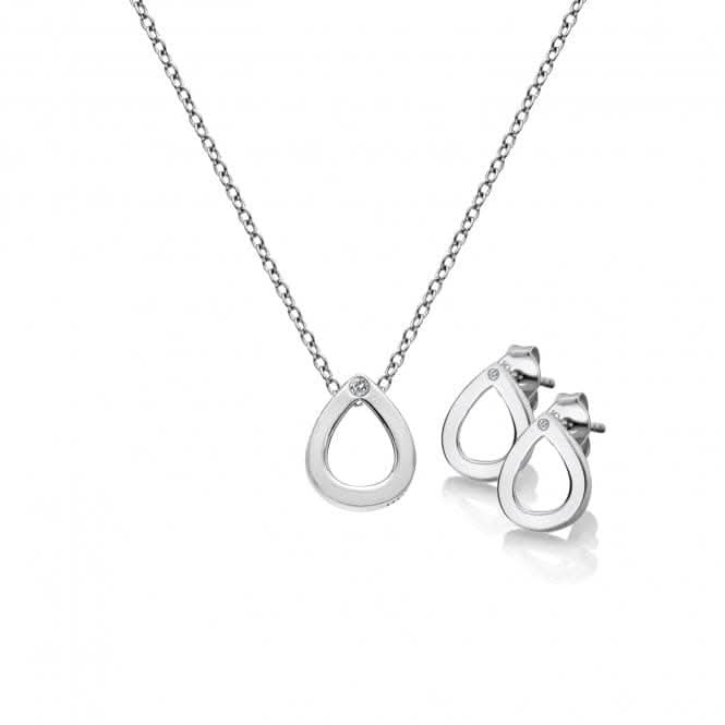 Sterling Silver Diamond Amulets Teardrop Set SS135