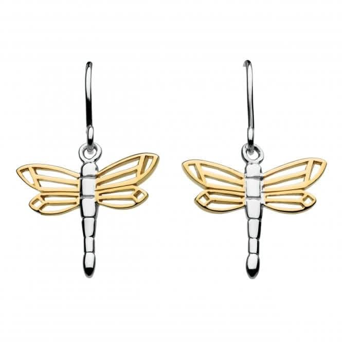 Sterling Silver Dragonfly Gold Plate Drop Earrings 6492GD