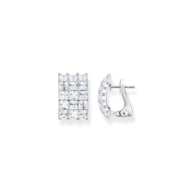 Sterling Silver Ear Clip White Pavé Stones Earrings H2199-051-14