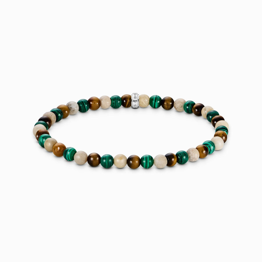 Sterling Silver Earth & Green Beaded Bracelet A2183-468-7