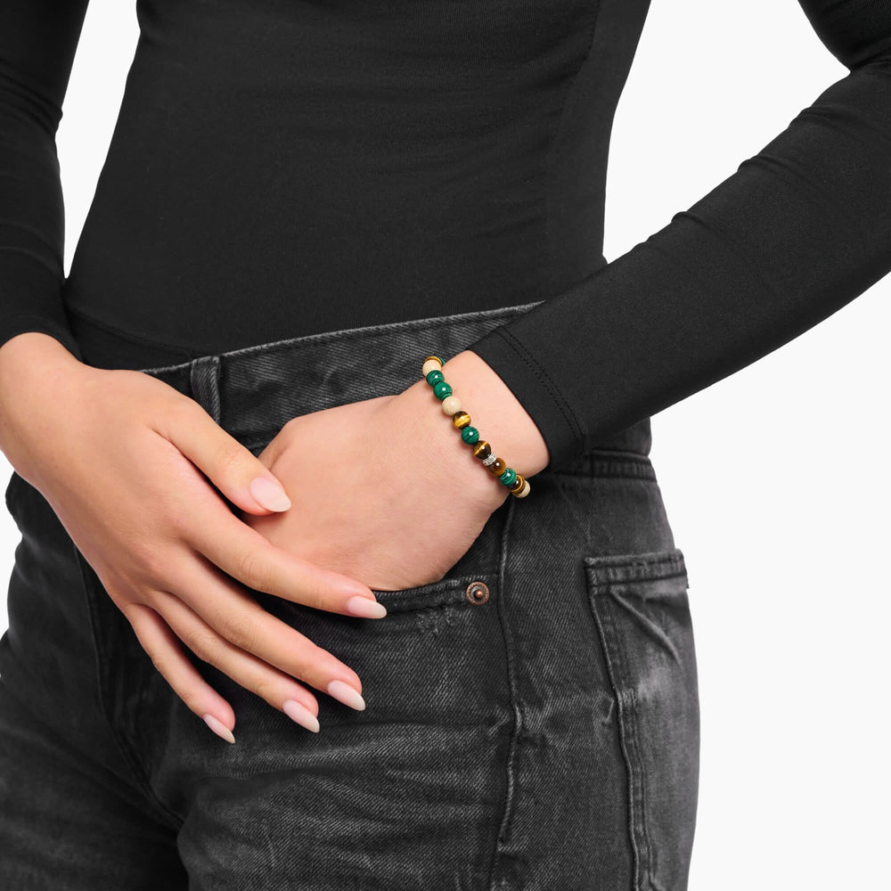 Sterling Silver Earth & Green Beaded Bracelet A2193-468-7