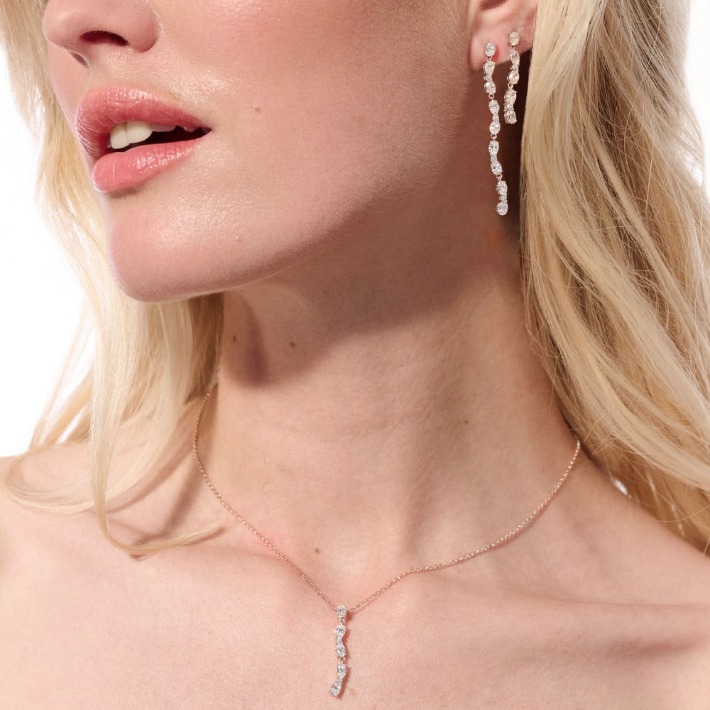 Sterling Silver Ellera Ovale Lungo Necklace SJ-N2421-CZ