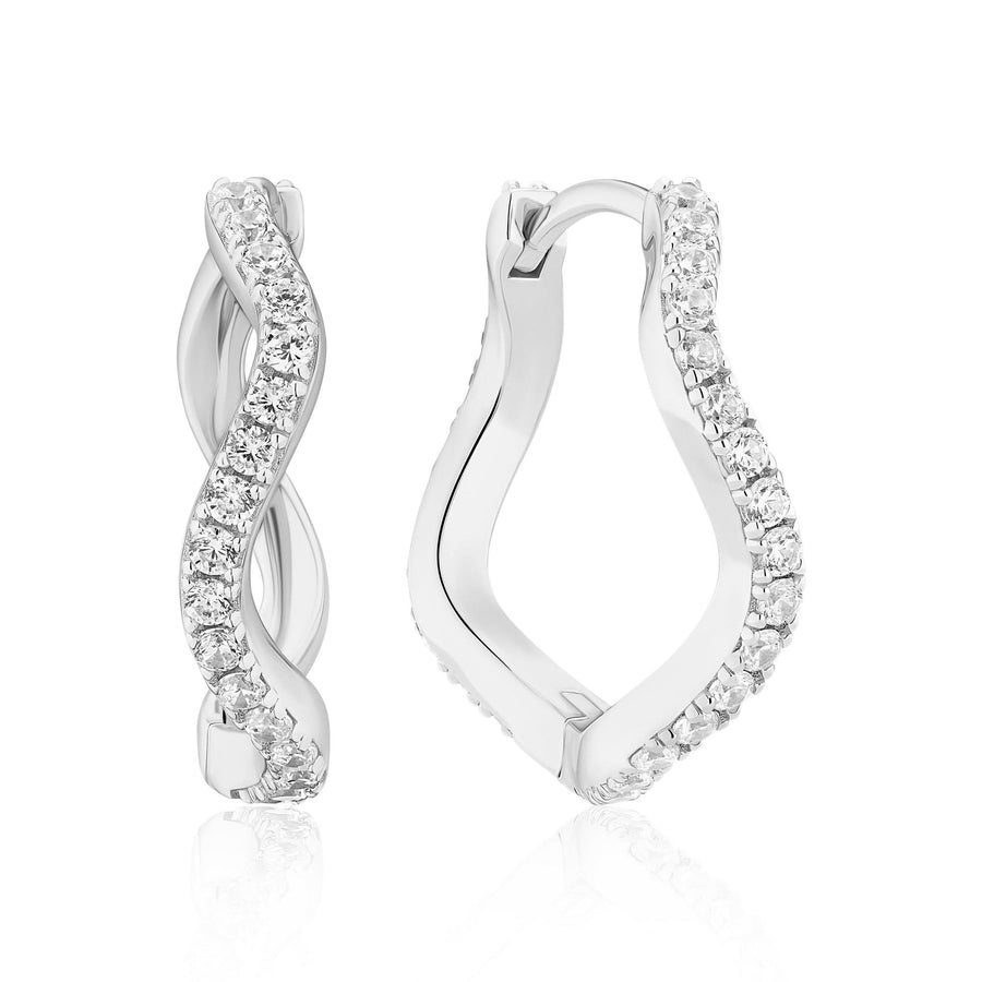 Sterling Silver Ellera Waves Grande Earrings SJ-E3869-CZ