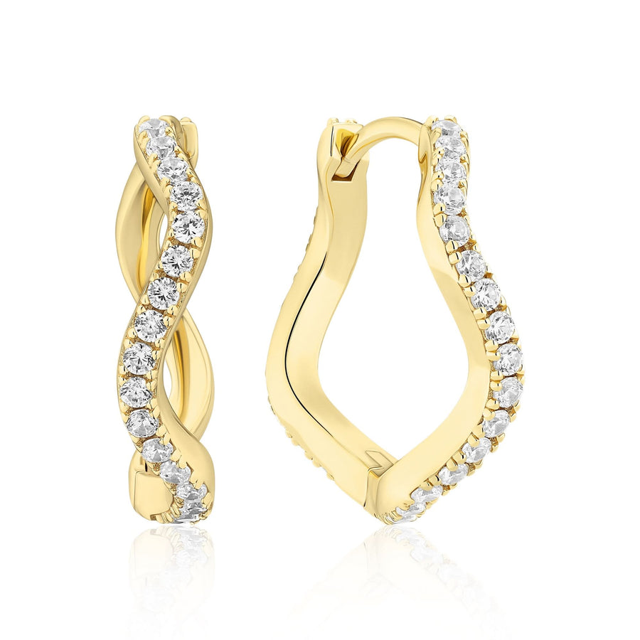 Sterling Silver Ellera Waves Grande Earrings SJ-E3869-CZ-YG