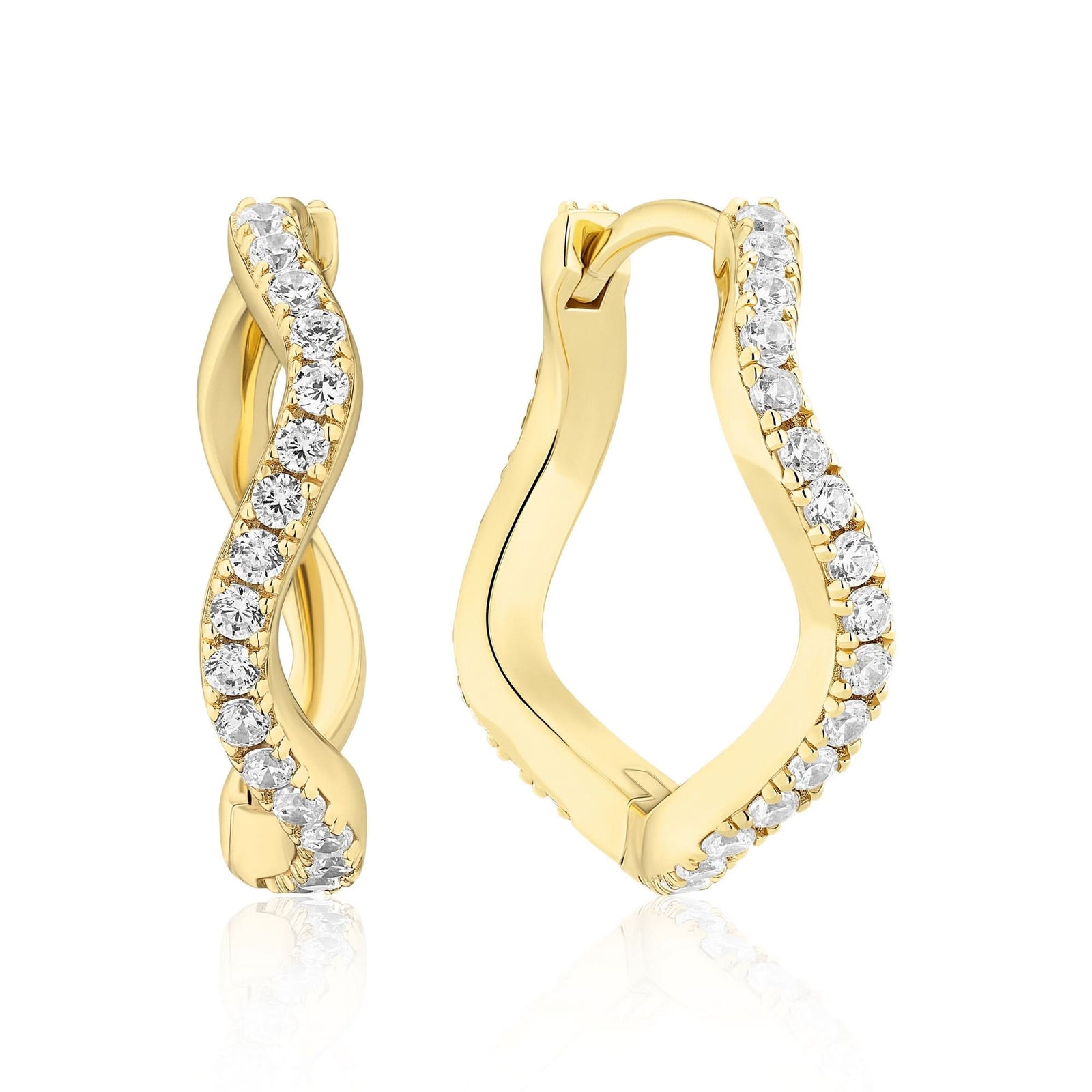 Sterling Silver Ellera Waves Grande Earrings SJ - E3869 - CZ - YGSif JakobsSJ - E3869 - CZ - YG