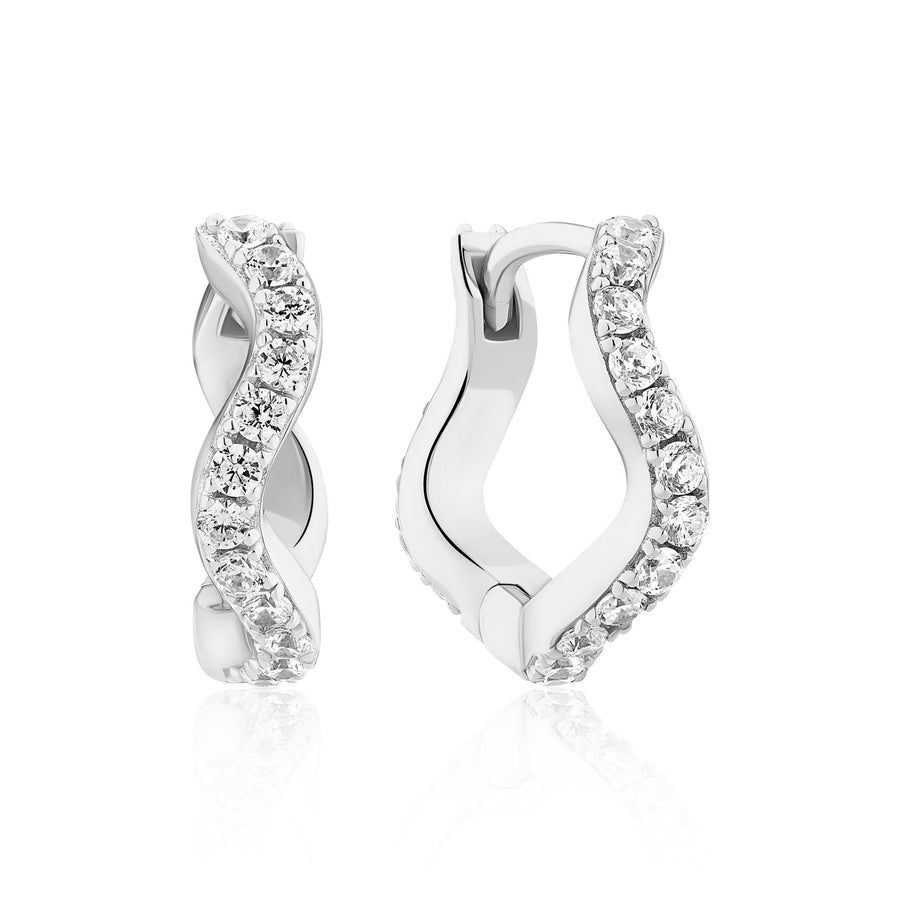 Sterling Silver Ellera Waves Medio Earrings SJ-E3859-CZ