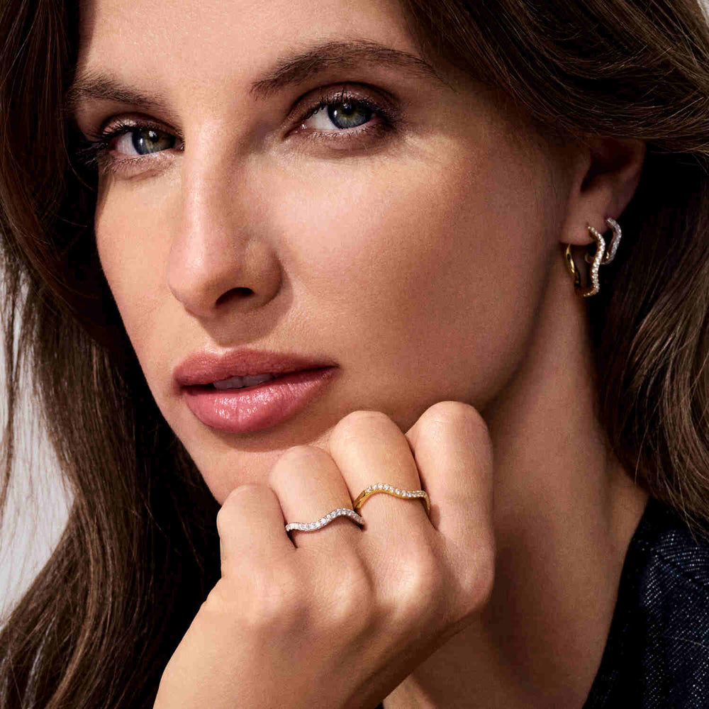 Sterling Silver Ellera Waves Pianura Medio Earrings SJ-E3859