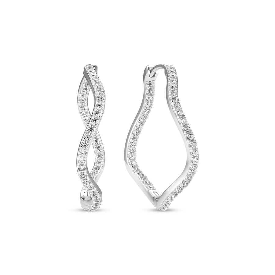 Sterling Silver Ellera Waves X-Grande Earrings SJ-E3879-CZ