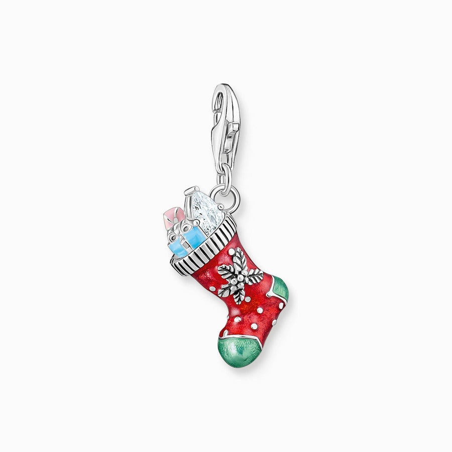 Sterling Silver Enamel Christmas Stocking Charm 2199-691-7