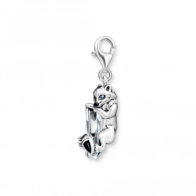 Sterling Silver Enamel Quartz Zirconia Fox Charm 1901-129-7