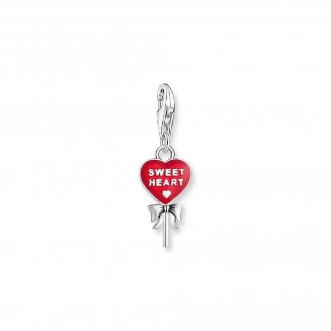 Sterling Silver Enamel Red Lollipop-Heart Charm 2072-664-10
