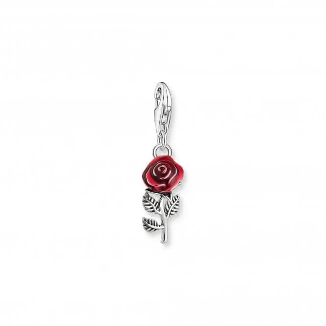Sterling Silver Enamel Red Rose Charm 2076-664-10