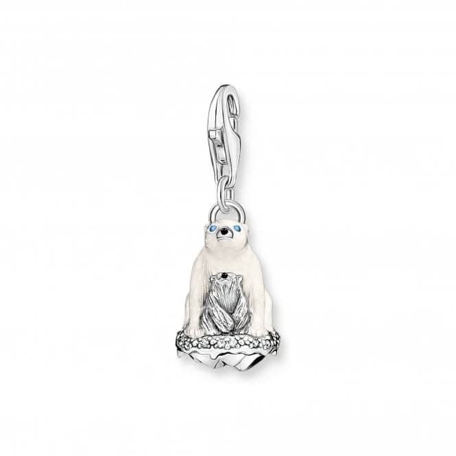 Sterling Silver Enamel Zirconia Ice Bears Charm 1911-691-7
