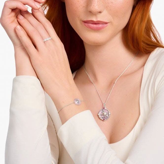 Sterling Silver Enamel Zirconia Pinkish Bracelet A2143-691-9