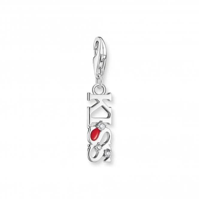 Sterling Silver Enamel Zirconia Red Kiss Charm 2066-041-10
