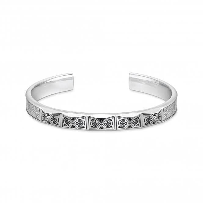 Sterling Silver Faceted Black Stones Bangle AR113-643-11