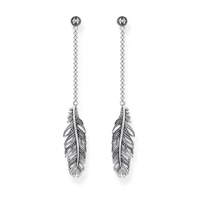 Sterling Silver Feather Earrings H2109-637-21