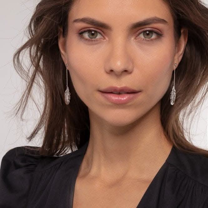 Sterling Silver Feather Earrings H2109-637-21