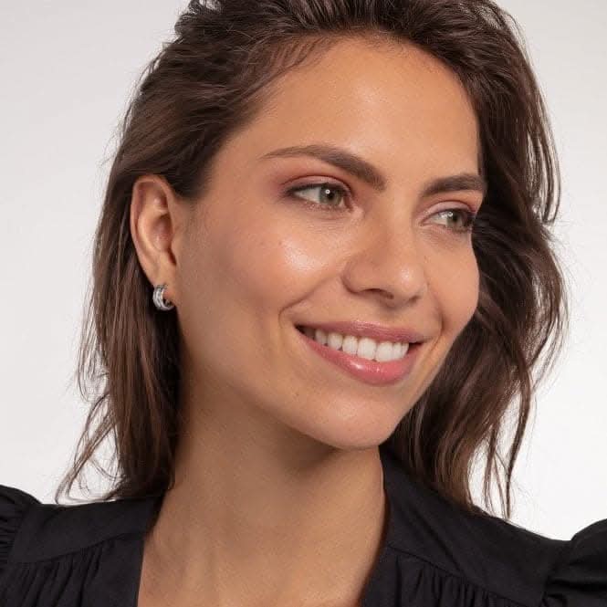 Sterling Silver Feather Hoop Earrings CR653-643-11