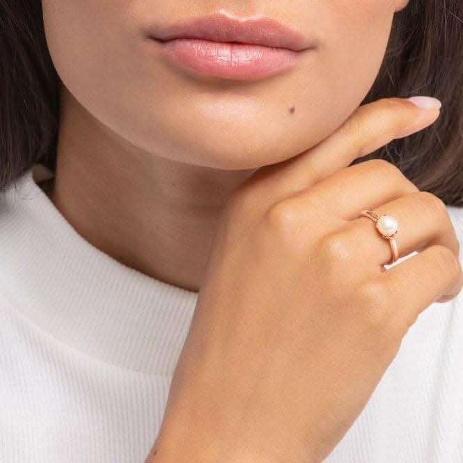 Sterling Silver Freshwater Pearl Zirconia Star Ring TR2298-167-14