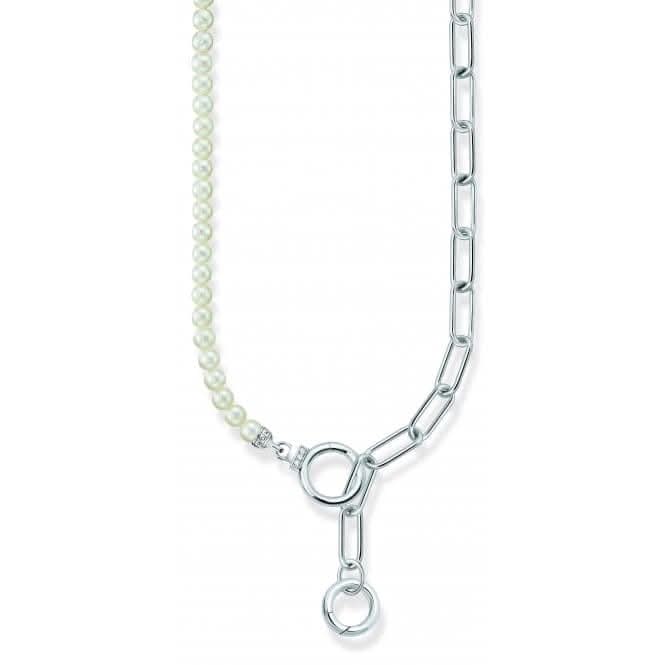 Sterling Silver Freshwater Pearls Zirconia Necklace KE2193-167-14-L47V