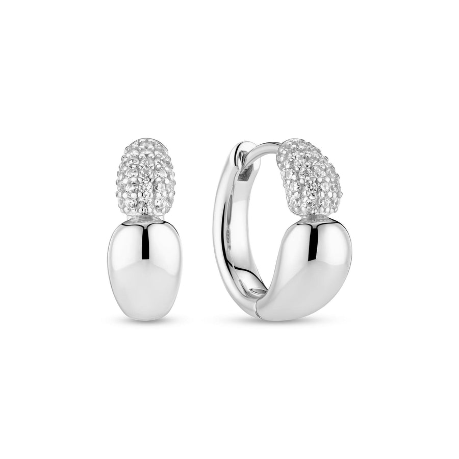 Sterling Silver Goccia Creolo Piccolo Earrings SJ-E2582-CZ
