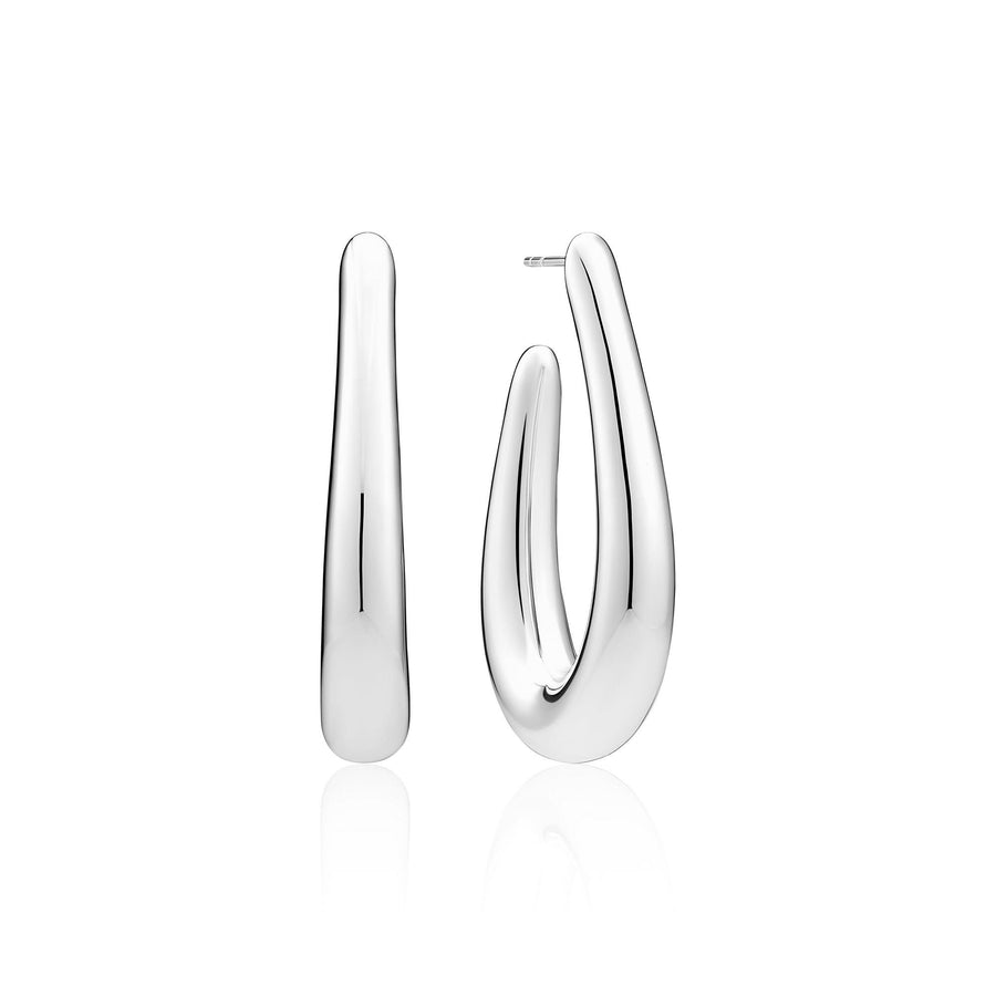 Sterling Silver Goccia Pianura Medio Earrings SJ-E2484