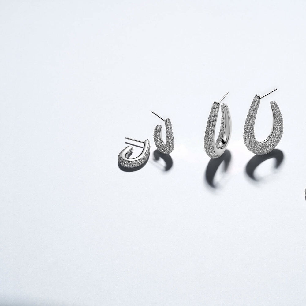 Sterling Silver Goccia Piccolo Earrings SJ-E2484-CZ