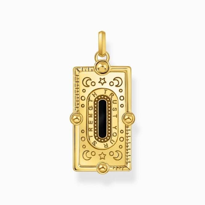 Sterling Silver Gold Plated Black Enamel With Stone Snake Pendant PE958-565-7