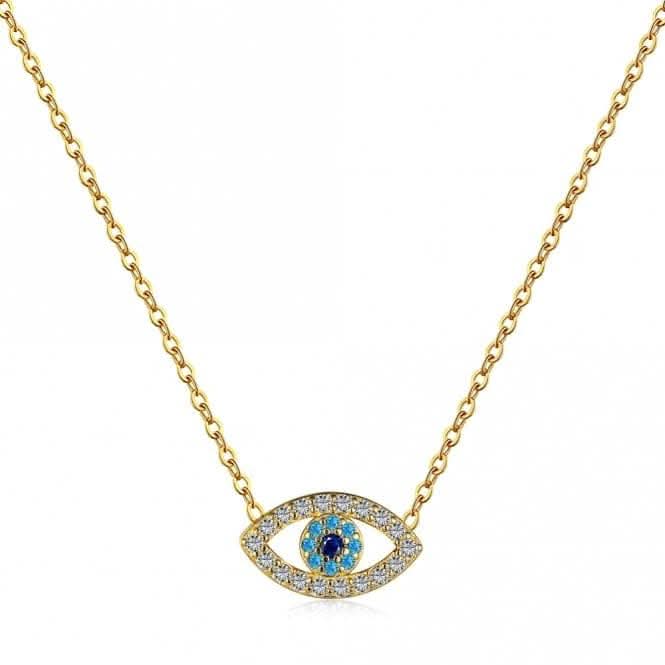 Sterling Silver Gold Plated Blue Evil Eye Necklace ERLN039Ellie Rose LondonERLN039