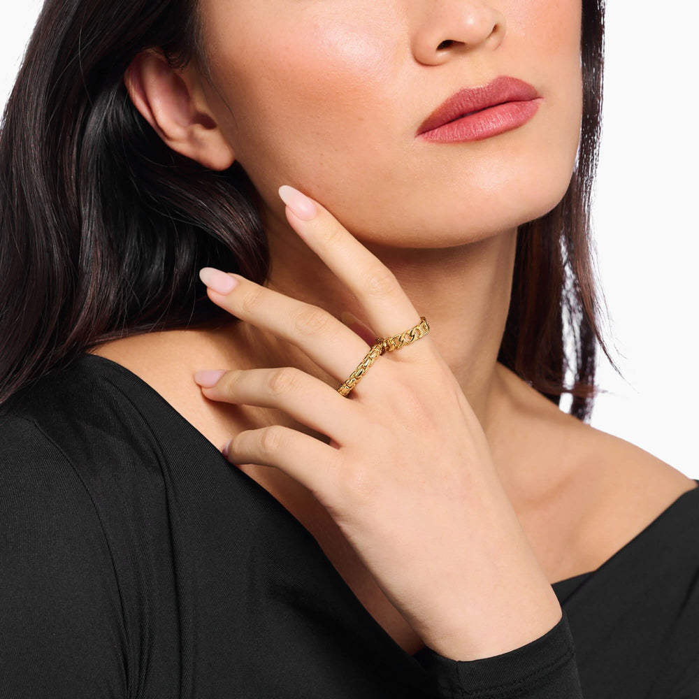 Sterling Silver Gold Plated Box Chain Ring TR2502-413-39