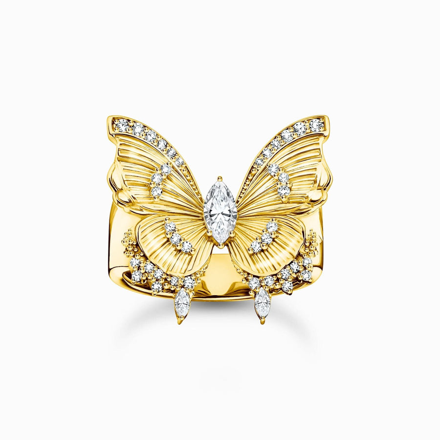 Sterling Silver Gold Plated Butterfly Paradise Cocktail Ring TR2495-414-14