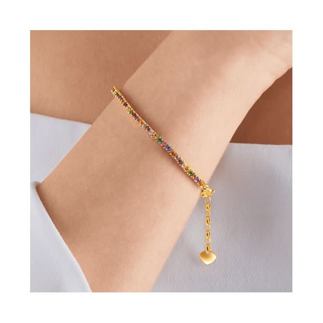 Sterling Silver Gold Plated Colourful Stones Bracelet A2021-996-7-L19V