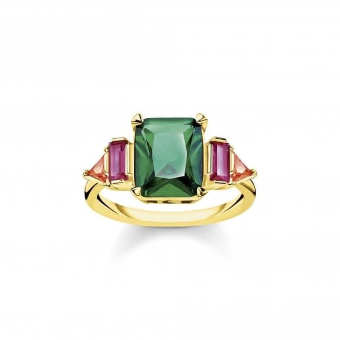 Sterling Silver Gold Plated Colourful Stones Ring TR2262 - 973 - 7Thomas Sabo Sterling SilverTR2262 - 973 - 7 - 62