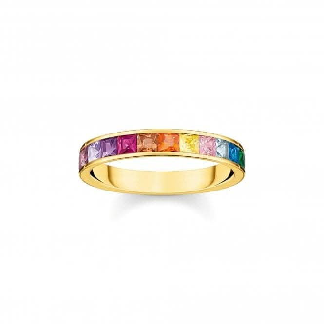 Sterling Silver Gold Plated Colourful Stones Ring TR2403-996-7