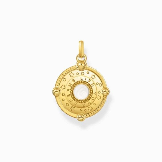 Sterling Silver Gold Plated Crescent Moon With Stones Pendant PE954-565-7