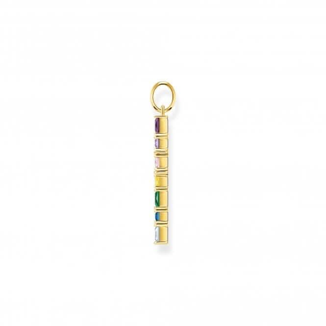 Sterling Silver Gold Plated Cross Colourful Stones Pendant PE939-996-7