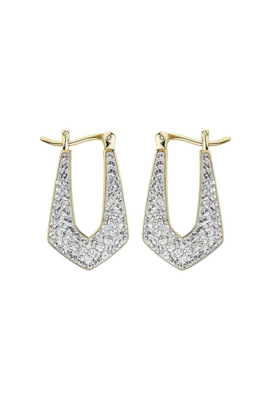 Sterling Silver Gold Plated Crystal Crystal Geo Hoop Earrings