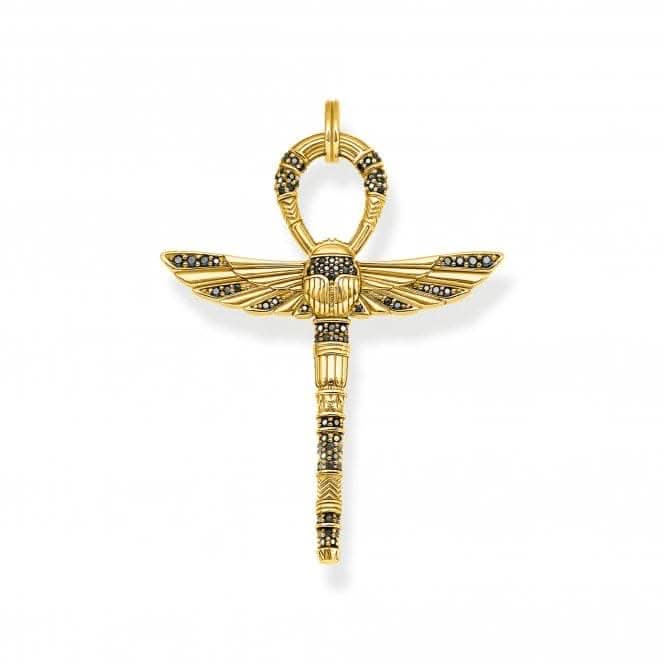 Sterling Silver Gold Plated Egyptian Cross Pendant PE741-414-11