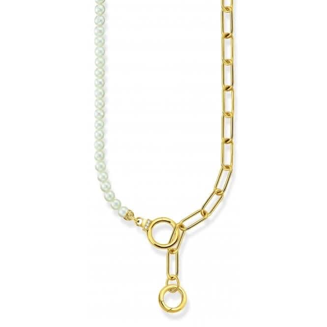 Sterling Silver Gold Plated Freshwater Pearls Zirconia Necklace KE2193 - 445 - 14 - L47VThomas Sabo Sterling SilverKE2193 - 445 - 14