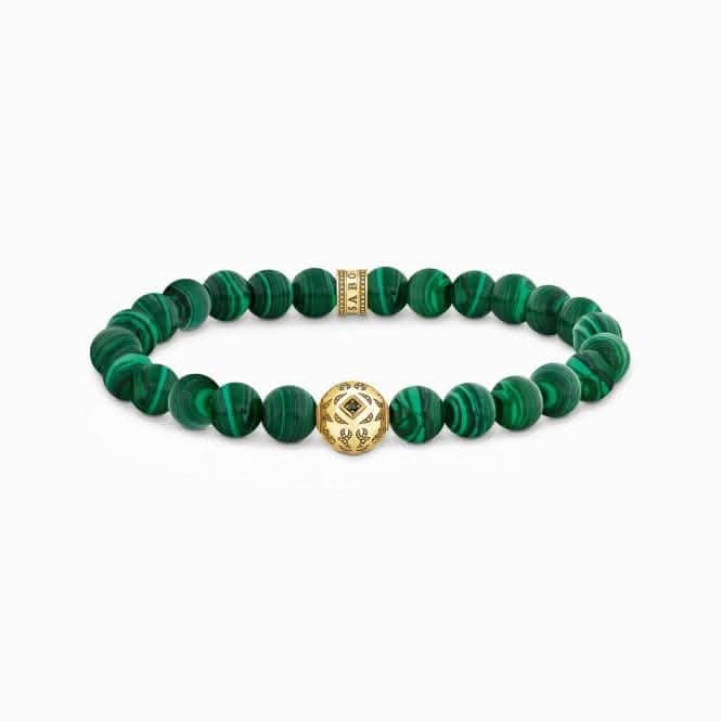 Sterling Silver Gold Plated Green Malachite Bracelet A2145 - 140 - 6Thomas Sabo Sterling SilverA2145 - 140 - 6 - L16