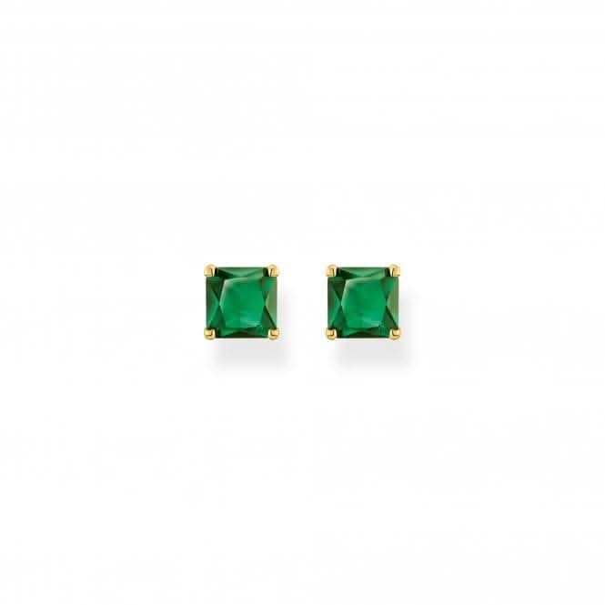 Sterling Silver Gold Plated Green Stone Earrings H2174 - 472 - 6Thomas Sabo Sterling SilverH2174 - 472 - 6