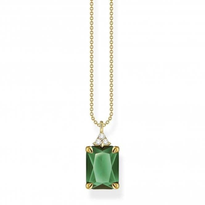 Sterling Silver Gold Plated Green Stone Necklace KE2089 - 971 - 6 - L45VThomas Sabo Sterling SilverKE2089 - 971 - 6
