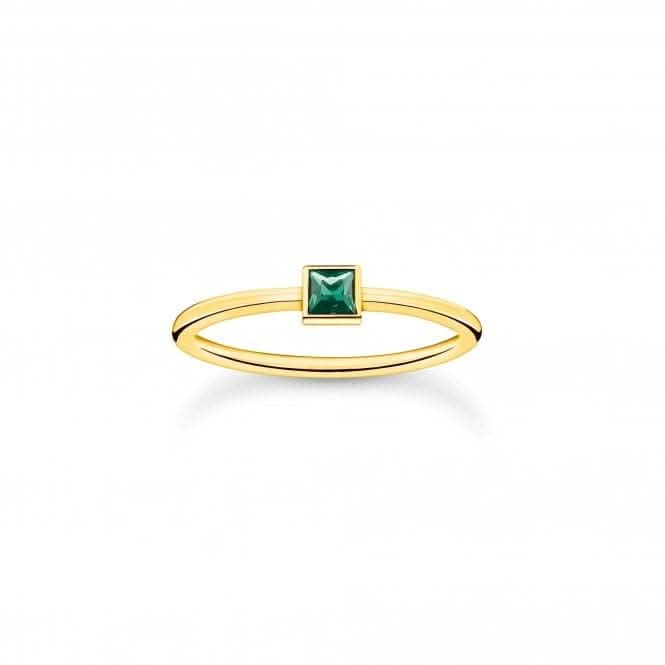 Sterling Silver Gold Plated Green Stone Ring TR2395-472-6