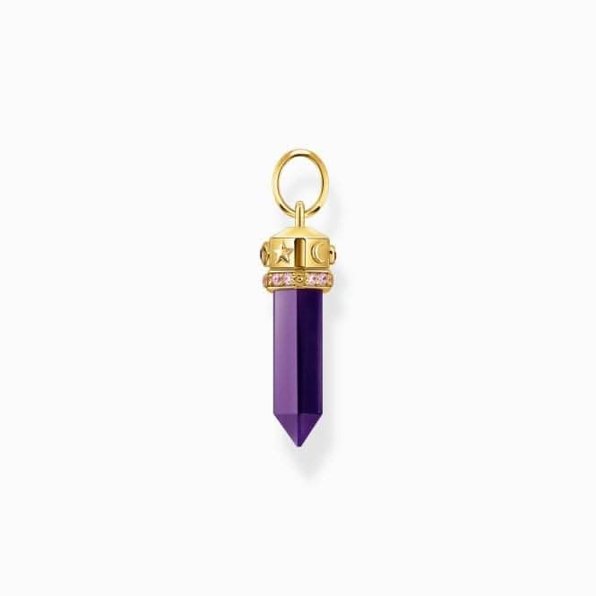 Sterling Silver Gold Plated Imitation Amethyst Hexagon Shape Pendant PE955-995-13