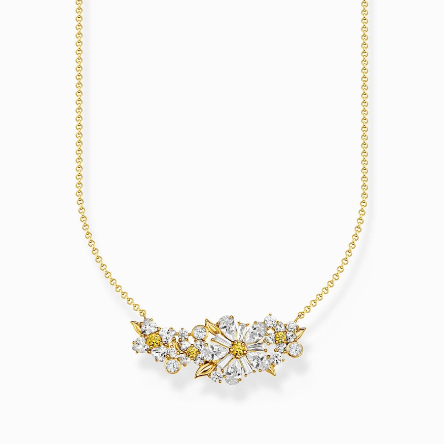 Sterling Silver Gold Plated Lovely Daisy Necklace KE2085-414-4