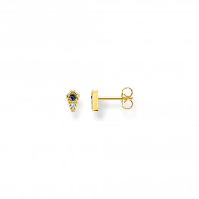 Sterling Silver Gold Plated Magic Stars Blue Ear Studs H2210-960-1