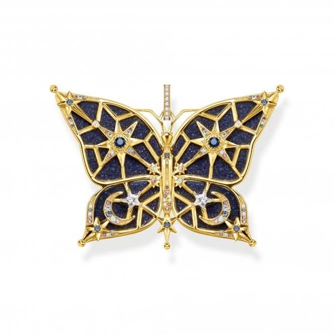 Sterling Silver Gold Plated Magic Stars Butterfly Pendant PE925-963-7