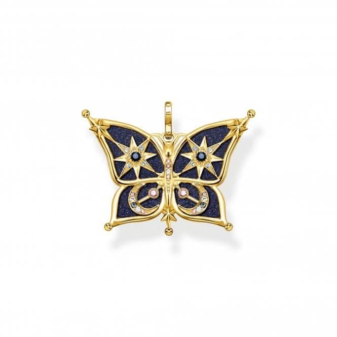 Sterling Silver Gold Plated Magic Stars Butterfly Pendant PE929-963-7