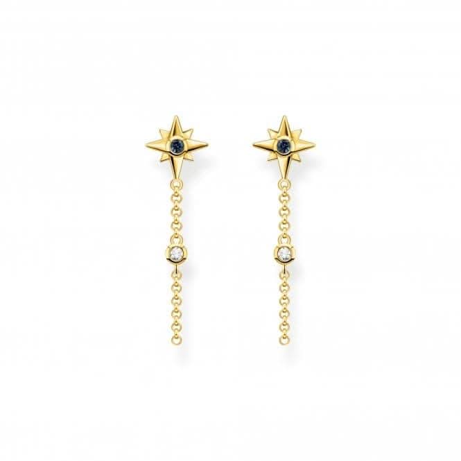 Sterling Silver Gold Plated Magic Stars Chain Earrings H2208-971-7